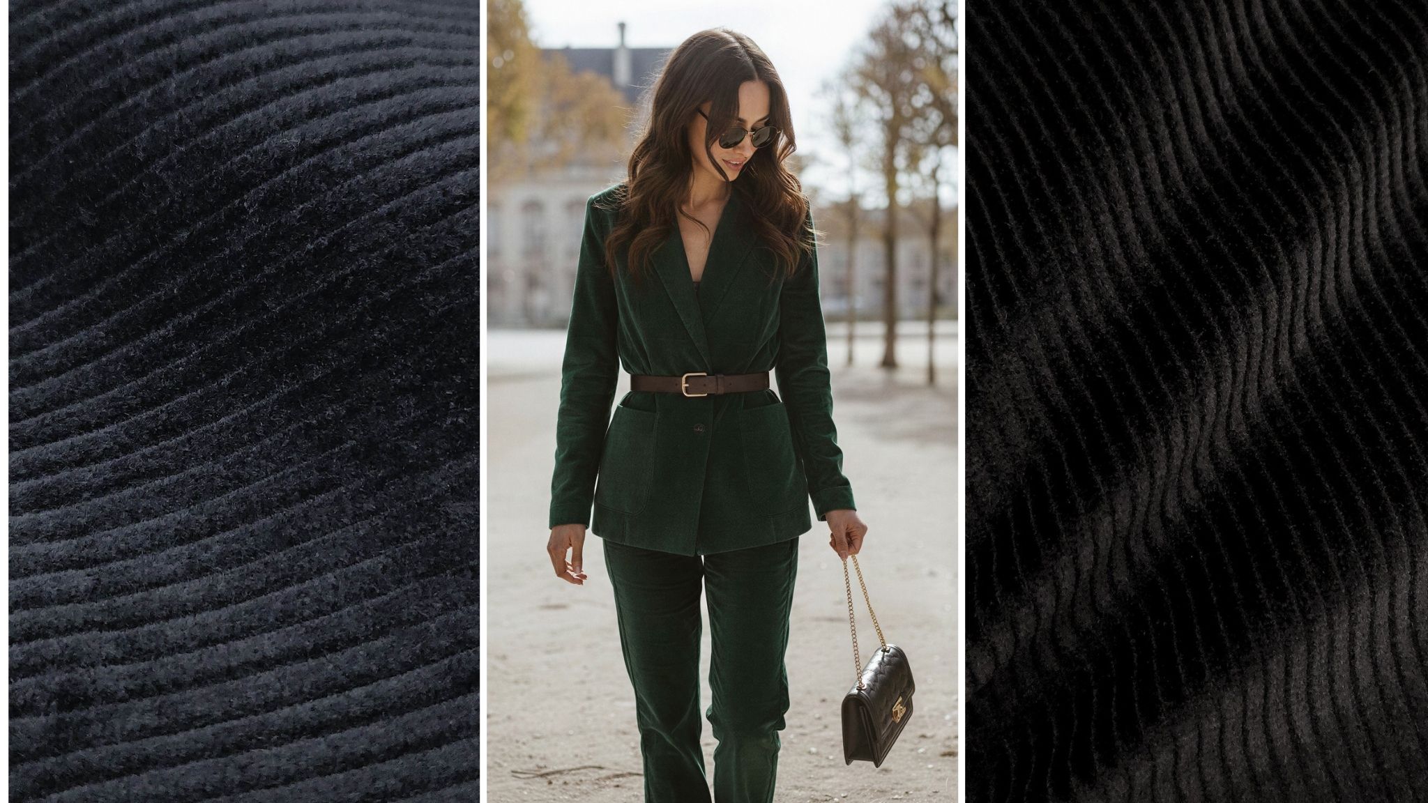 Mujer con traje de pana